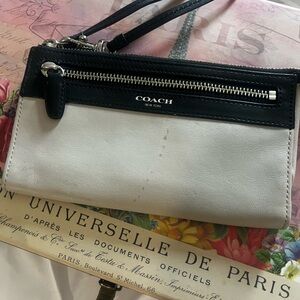 Coach Two-Tone Black and White Wristlet